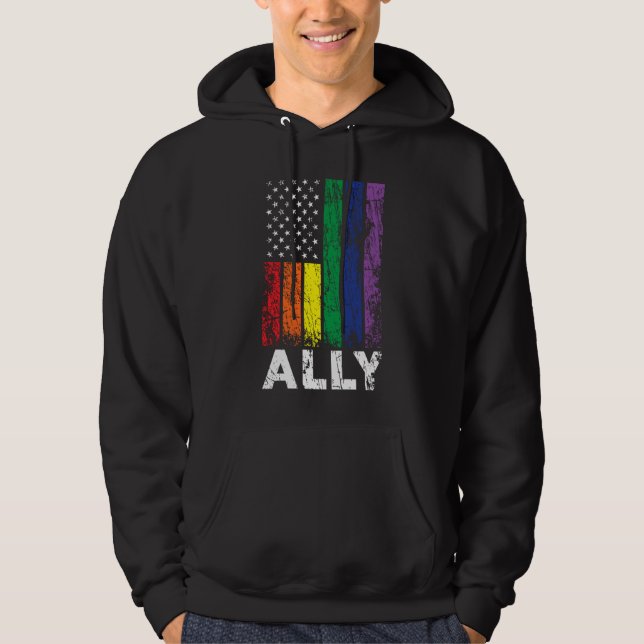 Sudadera Gay Ally USA Patriotic Rainbow Flag Gay Pride 4th  (Anverso)