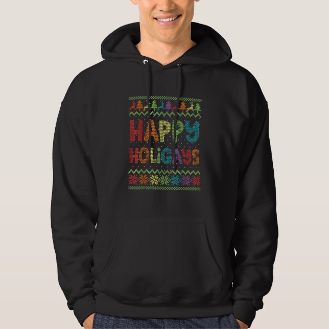 Sudadera Gay Christmas Funny LGBT Happy Holigays Rainbow Pa (Anverso)