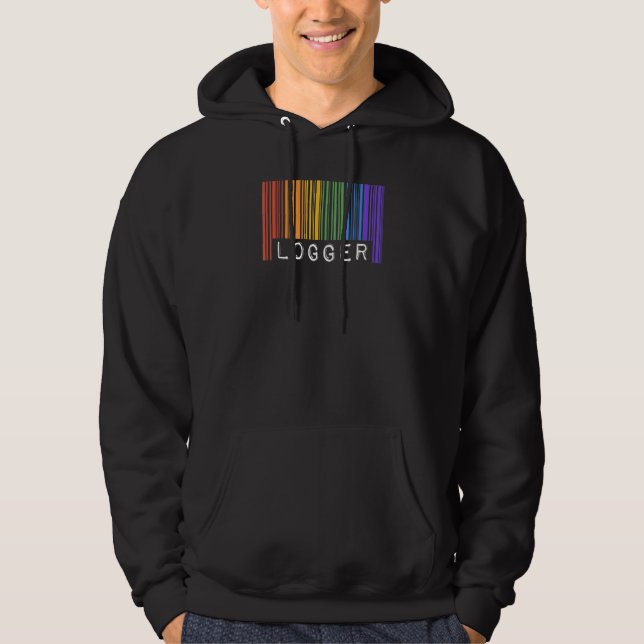 Sudadera Gay Logger Pride Flag Barcode Queer Rainbow LGBTQ (Anverso)