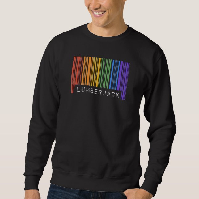 Sudadera Gay Lumberjack Pride Flag Barcode Queer Rainbow LG (Anverso)