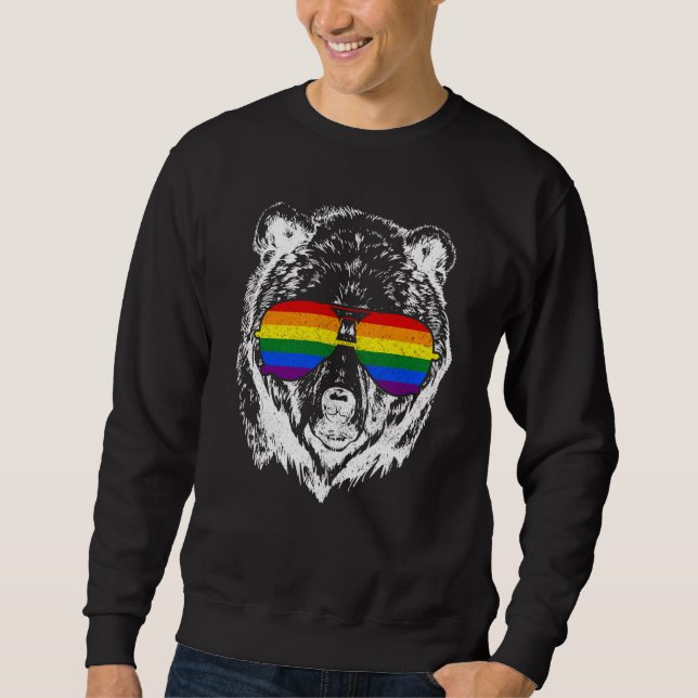 Sudadera Gay Pride Bear LGBTQ Rainbow Flag Pride Month (Anverso)