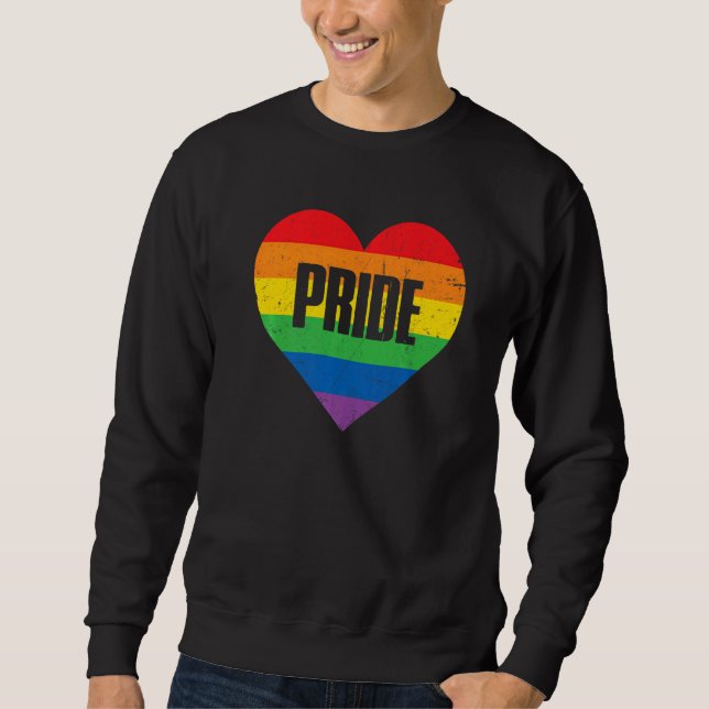 Sudadera Gay Pride Heart Rainbow Flag LGBT LGBTQ Lesbian Bi (Anverso)
