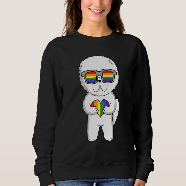 Sudadera Gay Pride LGBT Rainbow - Dog Breed Bichon Frize -  (Anverso)
