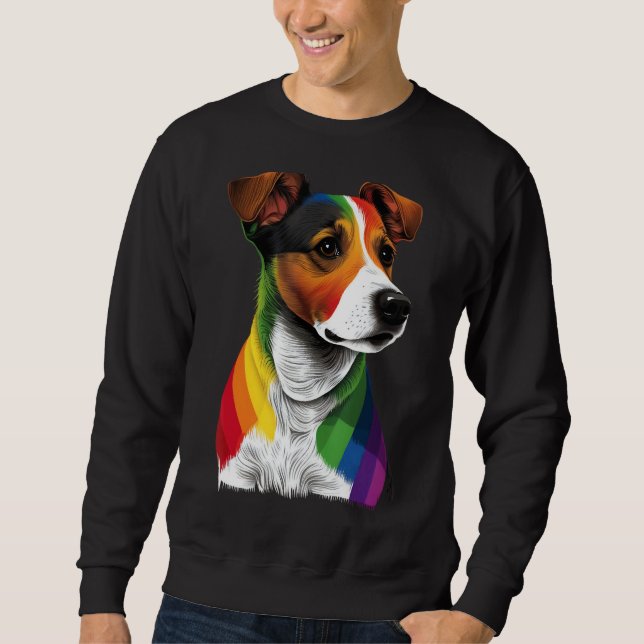 Sudadera Gay Pride LGBT Rainbow Flag on Jack Russell Terrie (Anverso)
