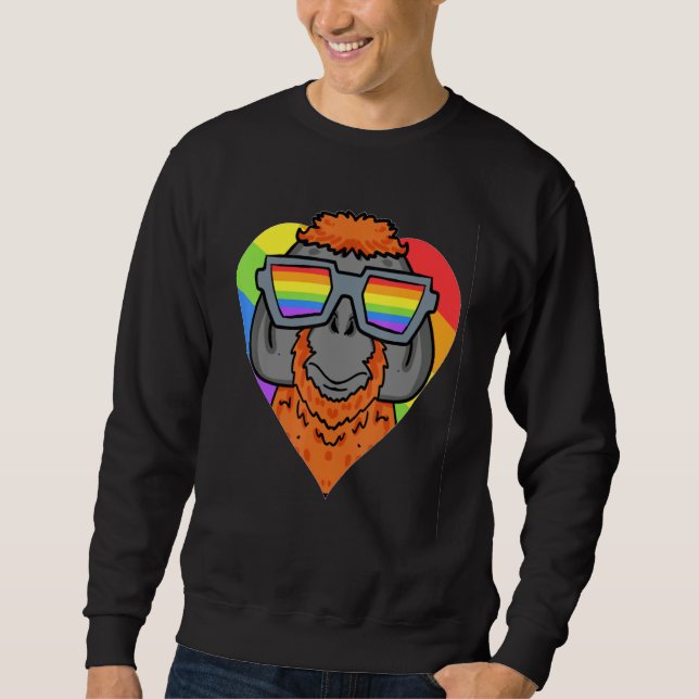 Sudadera Gay Pride LGBT Rainbow -Urangutan Monkey - LGBT He (Anverso)