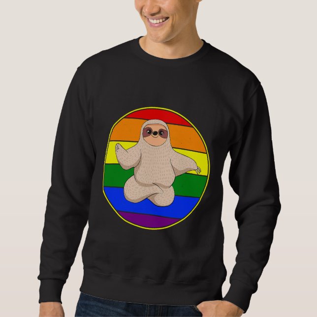 Sudadera Gay Sloth Yoga Lgbtq Pride Studios (Anverso)