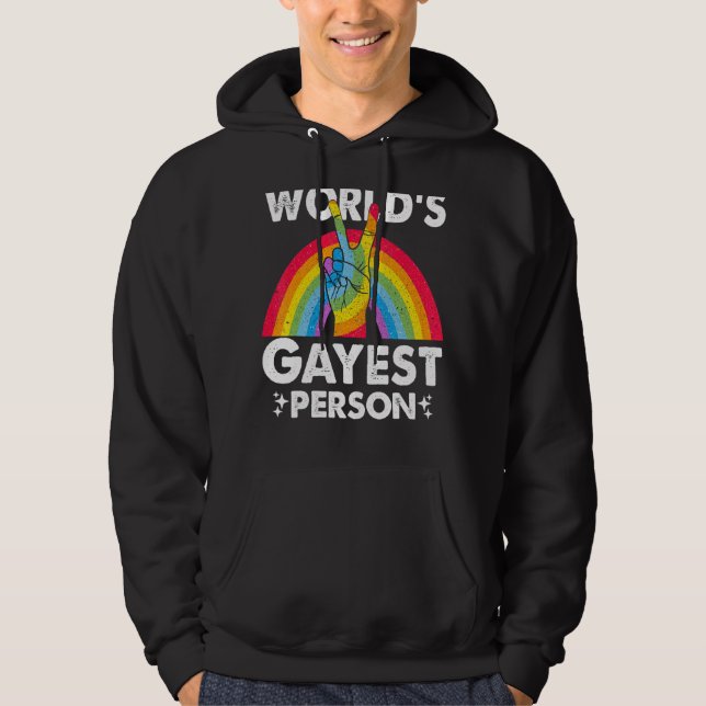 Sudadera Gayest Persona del Mundo Orgullo Gay Mes Arcoiris (Anverso)
