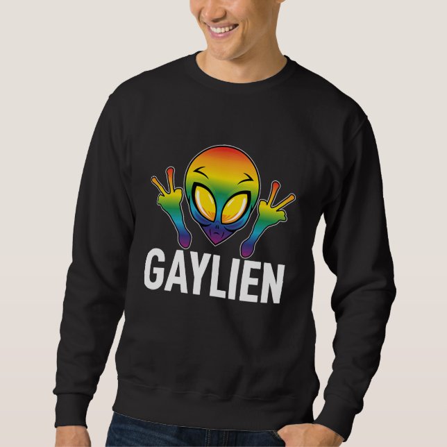 Sudadera Gaylien Gay Alien We are all Human Rainbow Colour (Anverso)
