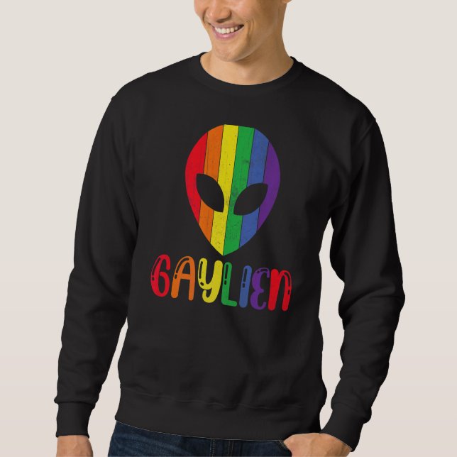Sudadera Gaylien Rainbow Alien Ufo Lgbtq Mes del Orgullo (Anverso)