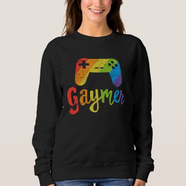 Sudadera Gaymer LGBT Rainbow Pride Parade March Rally Gamer (Anverso)