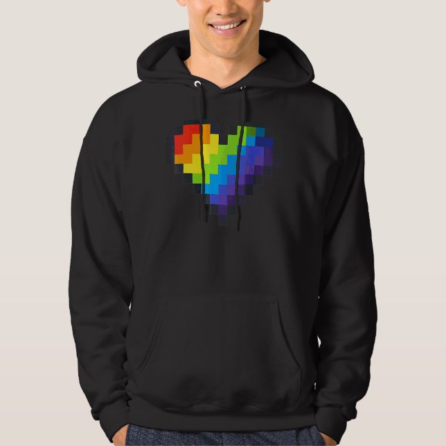 Sudadera Gaymer Lgbt Retro Orgullo Gay Gamer Pixel Heart (Anverso)