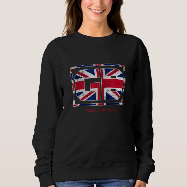 Sudadera GB Great British with UK Flag Illustration Graphic (Anverso)