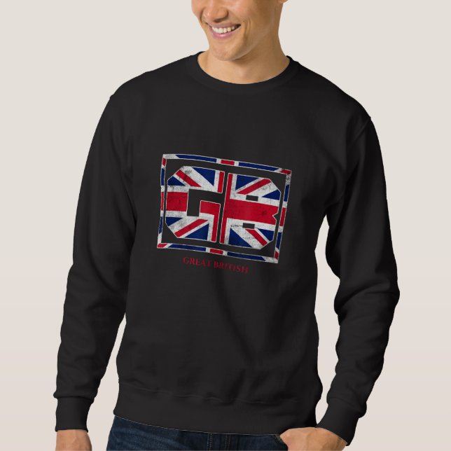 Sudadera GB Great British with UK Flag Illustration Graphic (Anverso)
