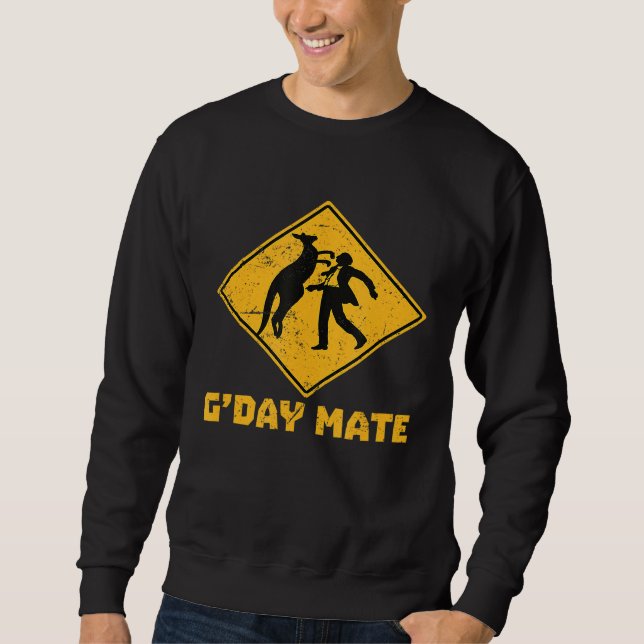 Sudadera Gday Mate Funny Kangaroo Punching Person Rótulo (Anverso)