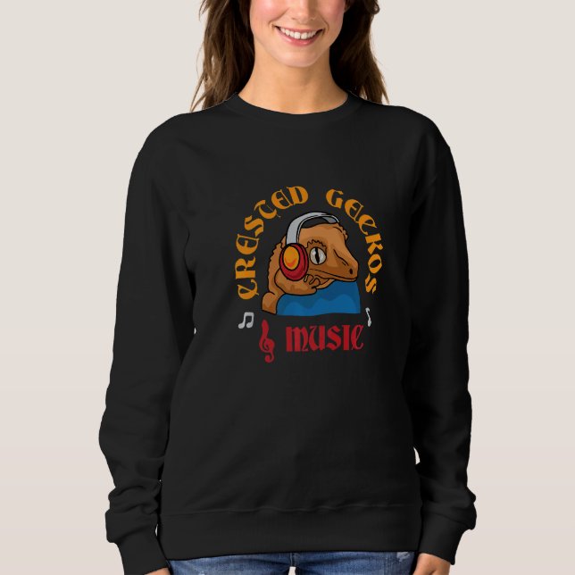 Sudadera Geckos and Music Notes Musician Cute Crested Gecko (Anverso)