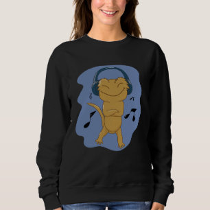 Sudadera Geckos Escuchando Música Músico Lagarto Cita