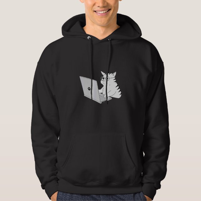 Sudadera Geek Cat Trabajando Desde Casa (Anverso)