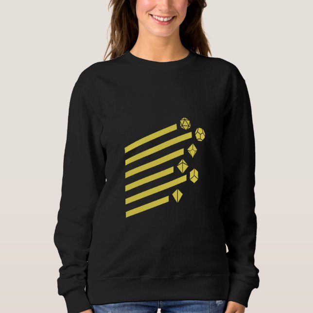 Sudadera Geeky Geométrico Amarillo Poliedro D20 Dice Set (Anverso)