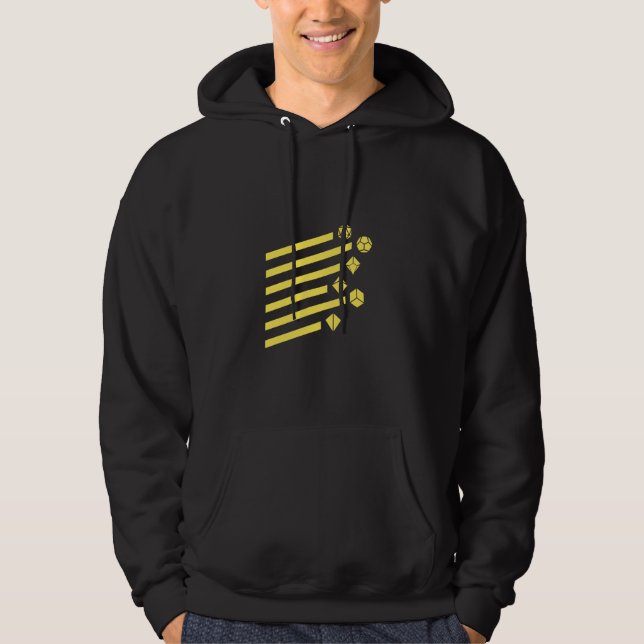Sudadera Geeky Geométrico Amarillo Poliedro D20 Dice Set (Anverso)