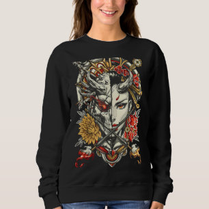Sudadera Geisha Graciosa Y Flores Japonesas Demonias Cherry