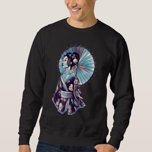 Sudadera Geisha Parasol Cute Bonito Tattoo Samurai Hand Dra (Anverso)