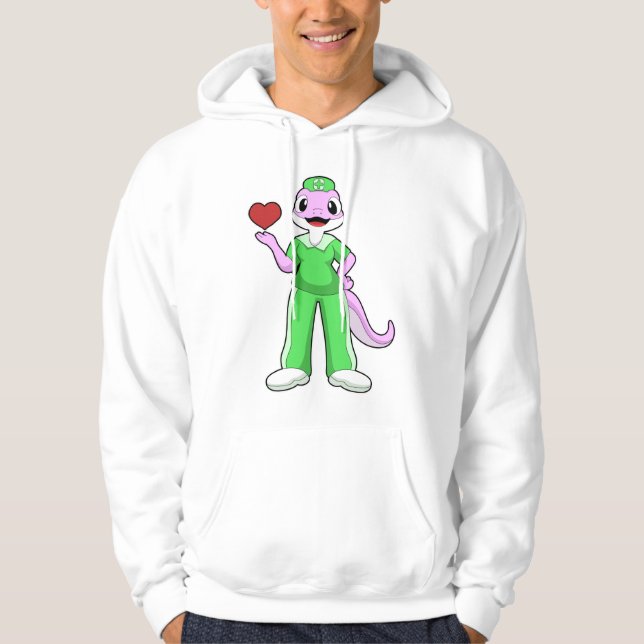 Sudadera Geko como enfermera con corazón (Anverso)