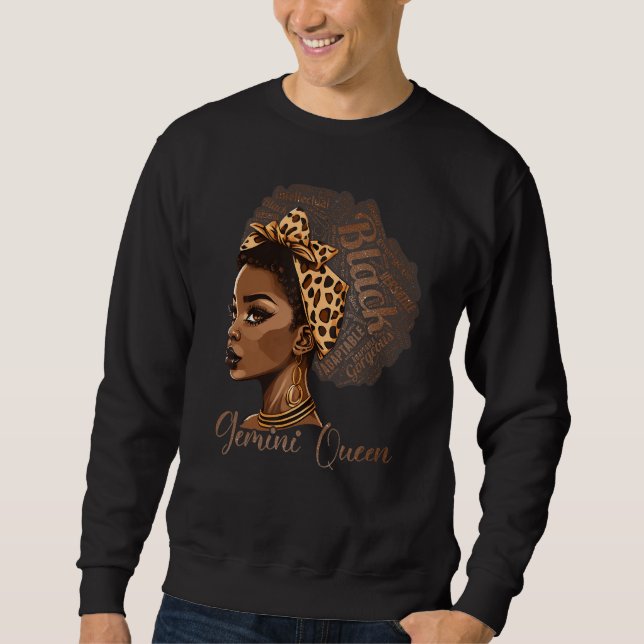 Sudadera Gemini Queen Leopard Afro Melanin Zodiac Horoscope (Anverso)