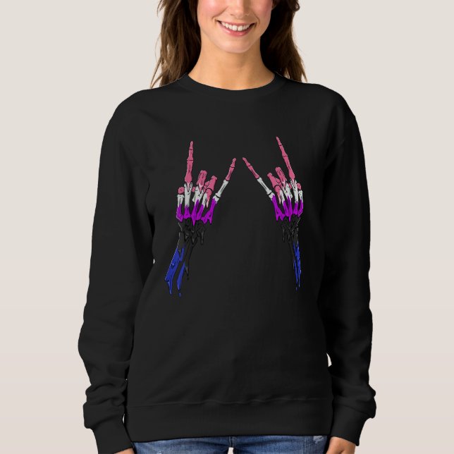 Sudadera Gender Fluid Pride Flag Devil Horn Skeleton Subtle (Anverso)