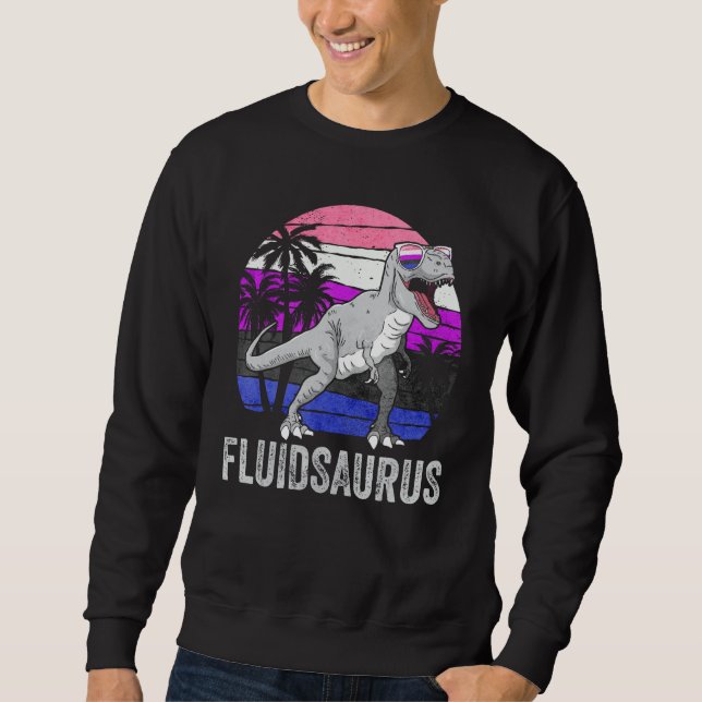 Sudadera Gender Fluid Pride Flag Dinosaur Trex LGBTQ Fluids (Anverso)