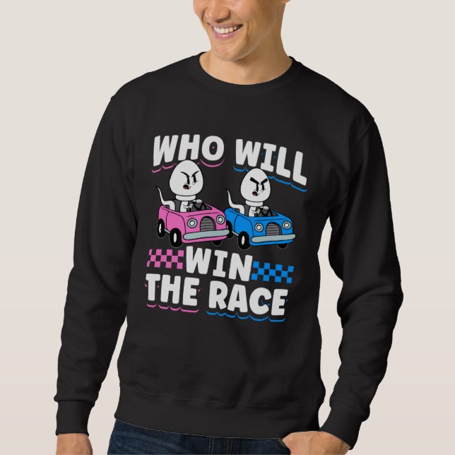 Sudadera Gender Reveal Baby Shower Who Will Win The Race (Anverso)