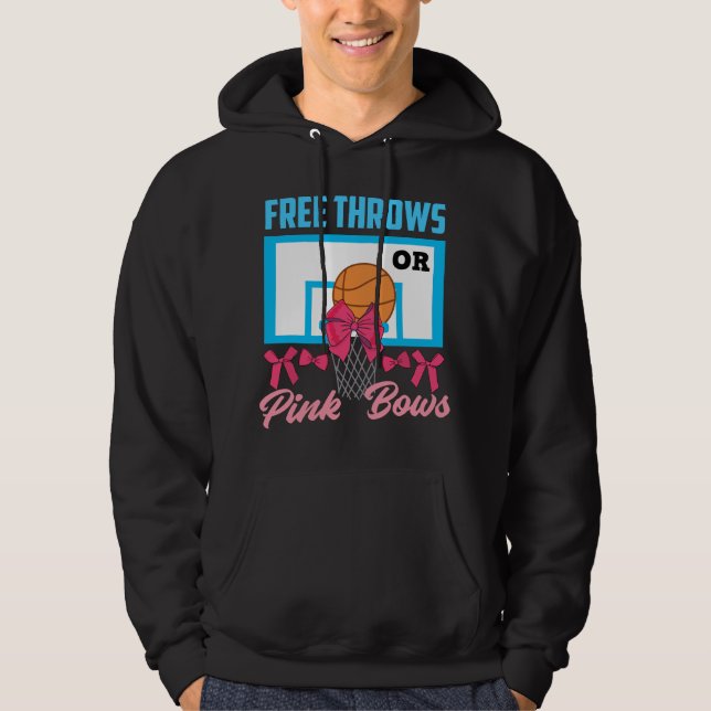 Sudadera Gender Reveal Free Throws or Pink Bows Basketball (Anverso)