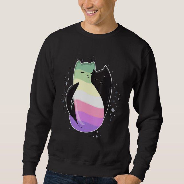 Sudadera Genderfae Cat Flag Nonbinary Transgender LGBT Blac (Anverso)
