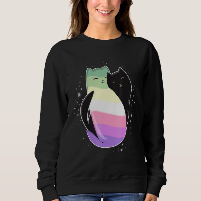 Sudadera Genderfae Cat Flag Nonbinary Transgender LGBT Blac (Anverso)