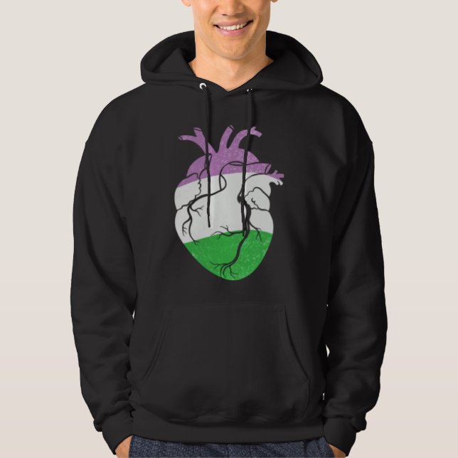 Sudadera Genderqueer Pride Heart Flag (Anverso)