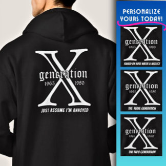Sudadera Generación X Personaliza el año y la cita en la pa