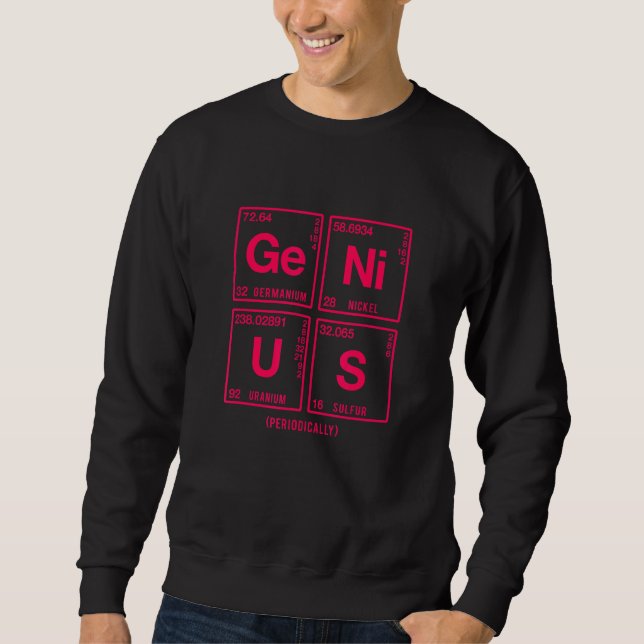 Sudadera Genio Escrito En Elementos Del Cuadro Periódico 2 (Anverso)