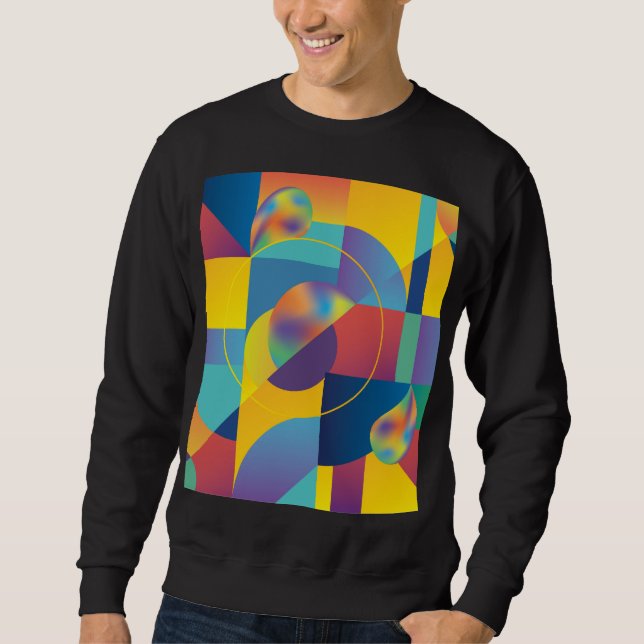 Sudadera Geométrica Creativa: Cubierta de cosecha abstracta (Anverso)