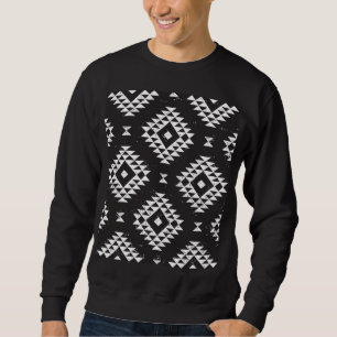 Sudadera Geométrica Navajo: Tribal Blanco Negro.