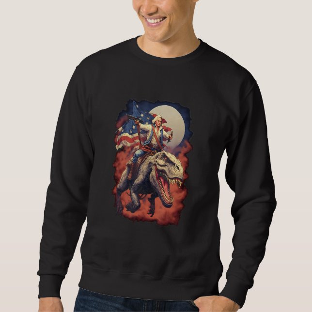 Sudadera George Washington on a Dinosaur on July 4th Indepe (Anverso)