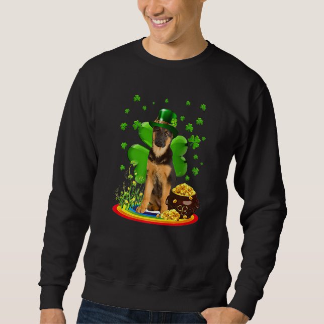 Sudadera German Shepherd Dog Shamrock St Patricks Day Dog I (Anverso)