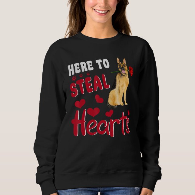 Sudadera German Shepherd Here To Steal Hearts Dog Valentine (Anverso)