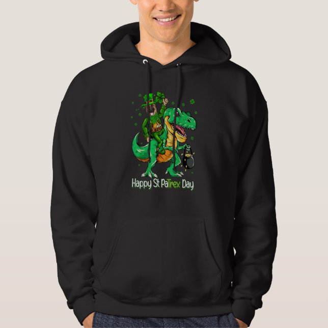 Sudadera German Shepherd Riding Dinosaur Patricks Day Shamr (Anverso)