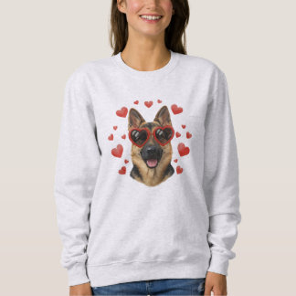 Sudadera German Shepherd Valentine Oil Painting Dog Portrai