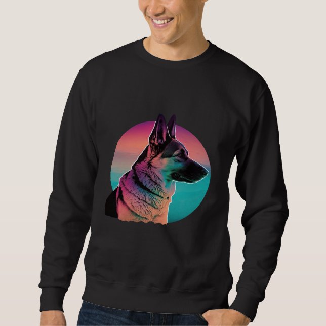 Sudadera German Shepherd Vaporwave Retrowave Aesthetic (Anverso)