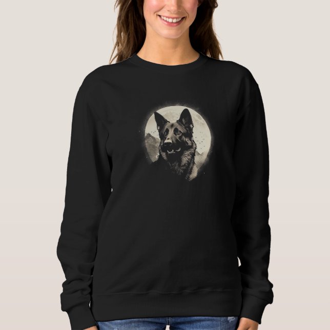 Sudadera German Shepherd With Full Moon in Background - Dog (Anverso)