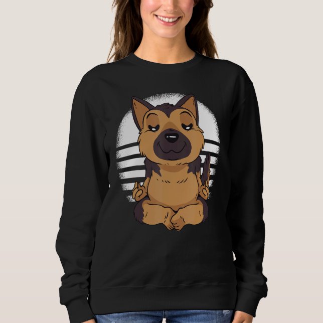 Sudadera German Shepherd yoga meditation meditate Funny dog (Anverso)