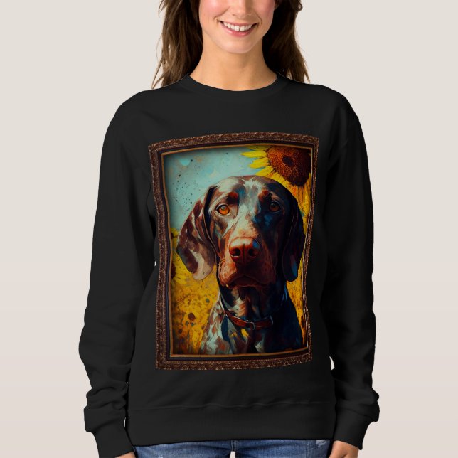 Sudadera German Shorthaired Pointer Painting Sunflower Flow (Anverso)