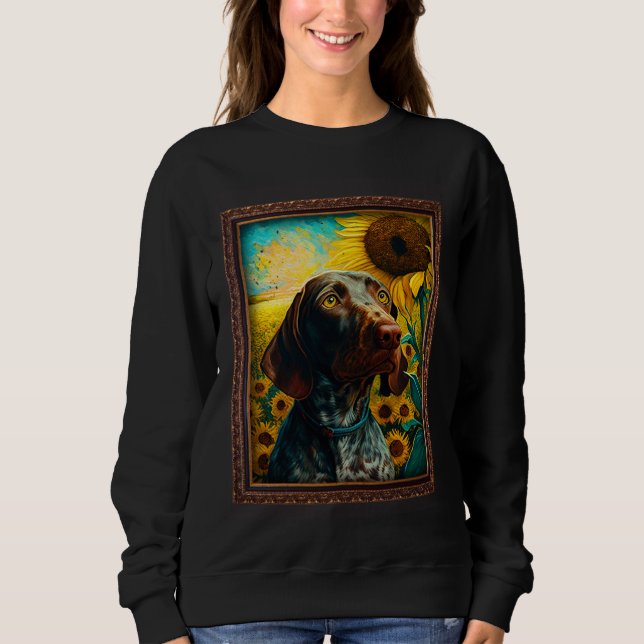 Sudadera German Shorthaired Pointer Painting Sunflower Flow (Anverso)