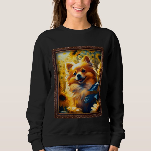 Sudadera German Spitz Painting Sunflower Flower Mom Women F (Anverso)