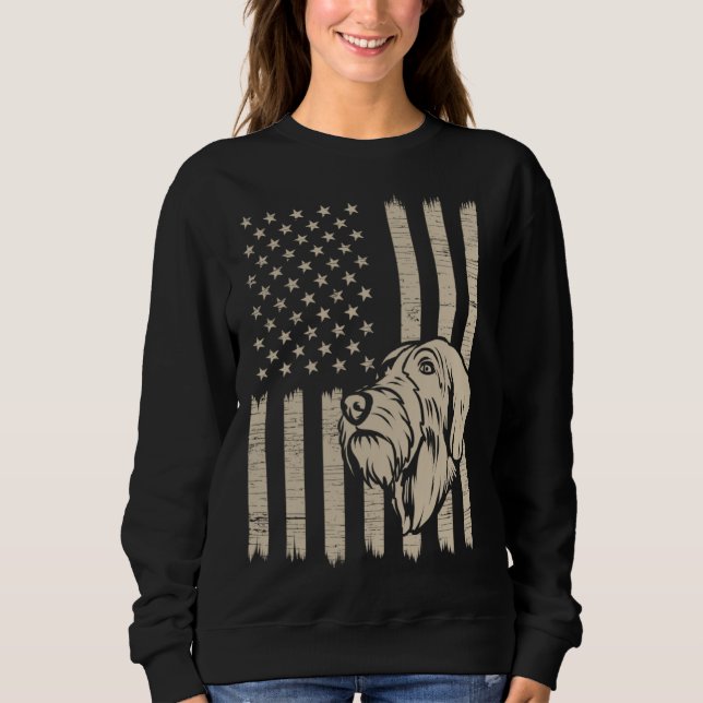 Sudadera German Wirehaired Pointer American USA Flag (Anverso)